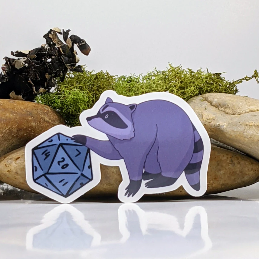 RACCOON FINDING D20 STICKER