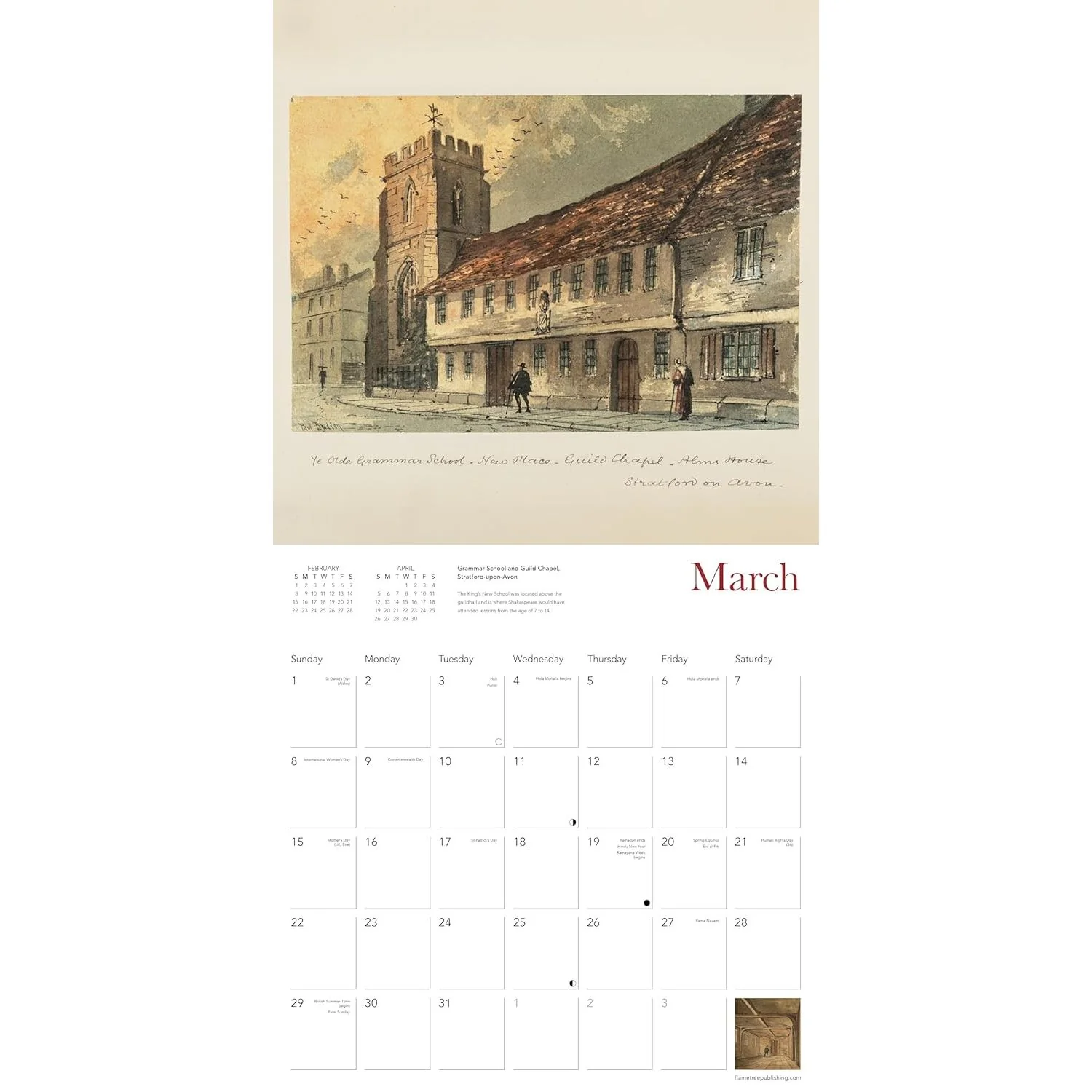 SHAKESPEARE: HOMES AND HAUNTS WALL CALENDAR 2026 - Image 3