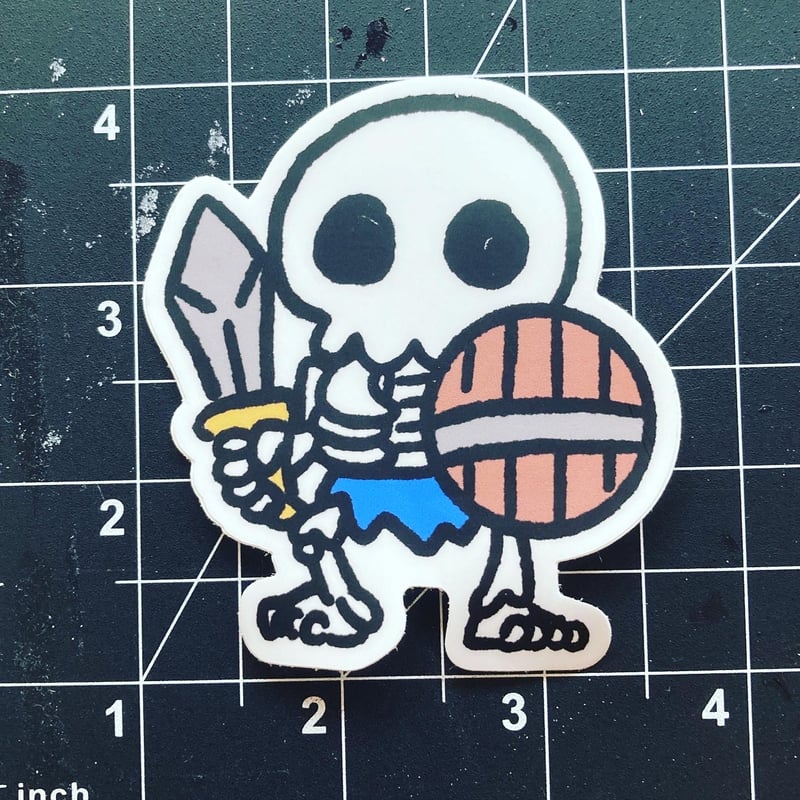 SKELETON WITH SWORD AND SHIELD STICKER - Image 2
