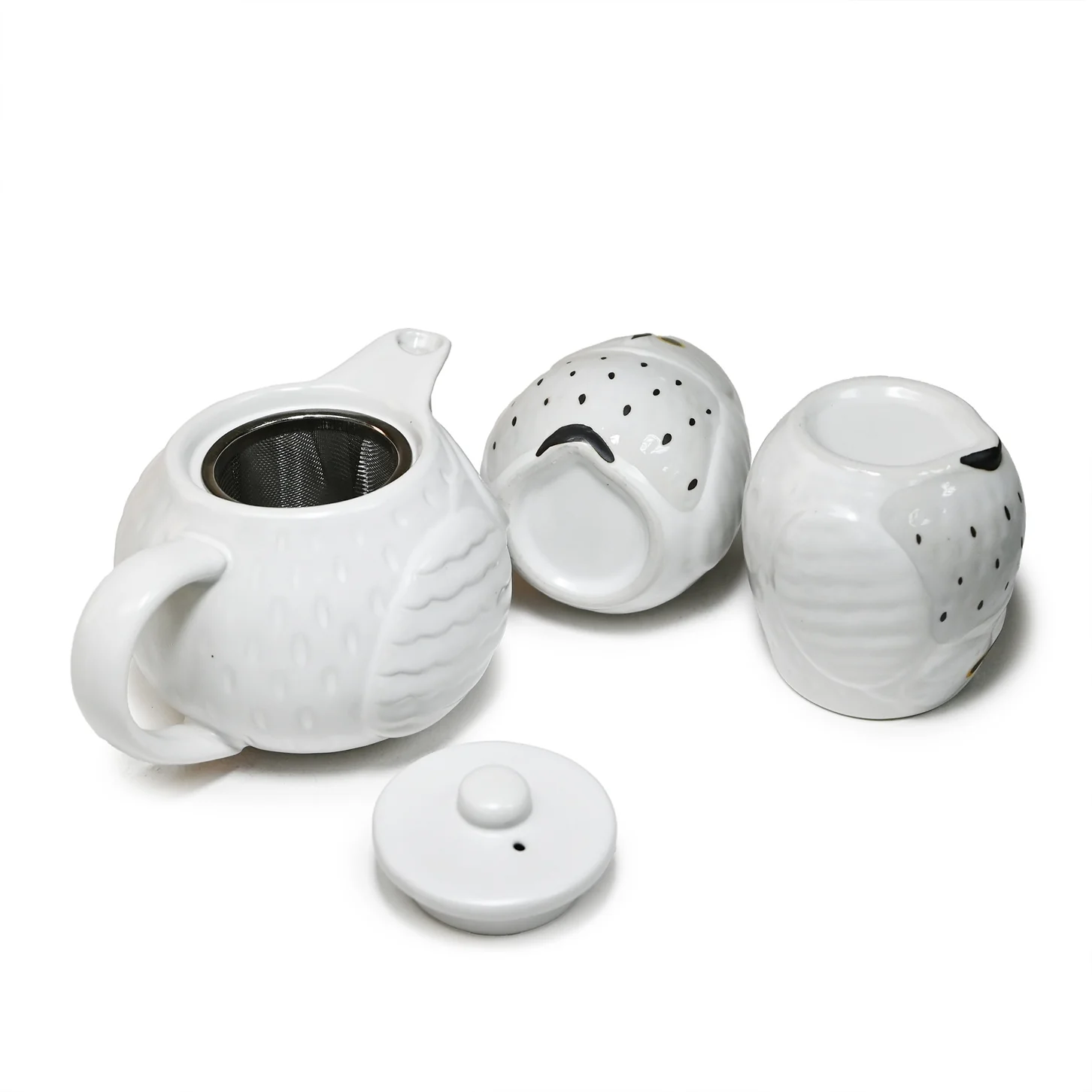 SNOWY OWL AND OWLETS TEA SET (TEAPOT AND TWO TEACUPS) - Image 3