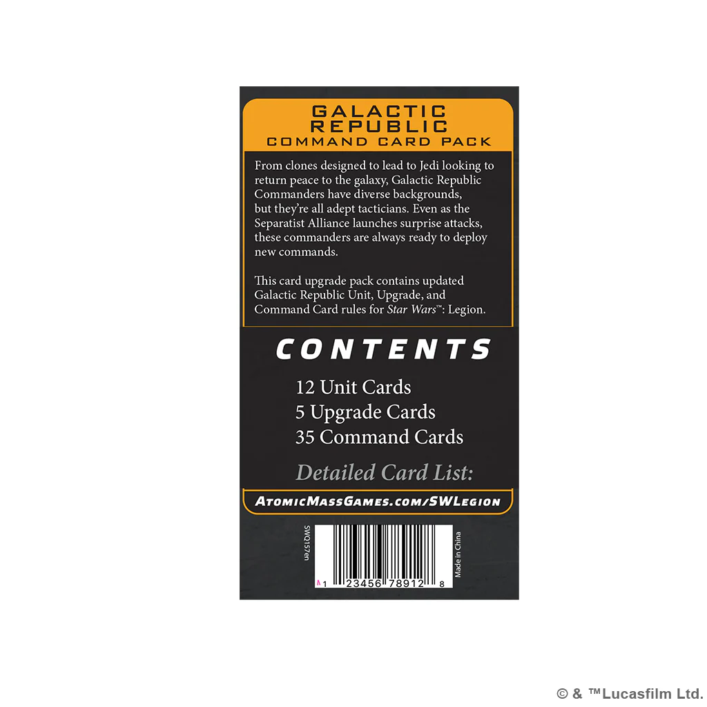 STAR WARS LEGION: GALACTIC REPUBLIC COMMAND CARD PACK - Image 2