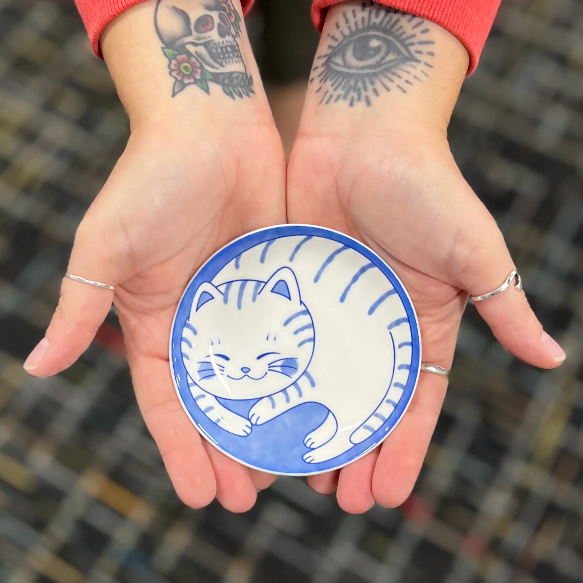 STRIPED CHONKER CAT TRINKET DISH