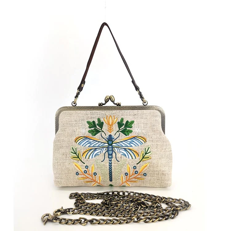 SUMMER DRAGONFLY KISSLOCK VINTAGE STYLE PURSE