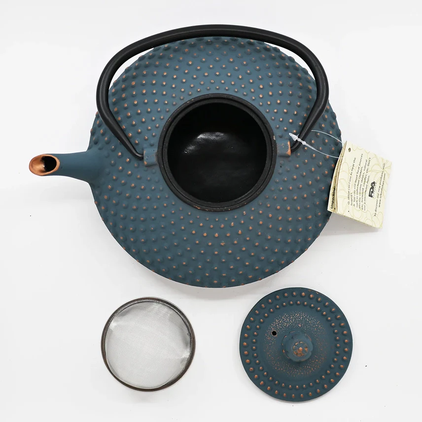 TEAL BLUE HOBNAIL TEA POT - Image 2