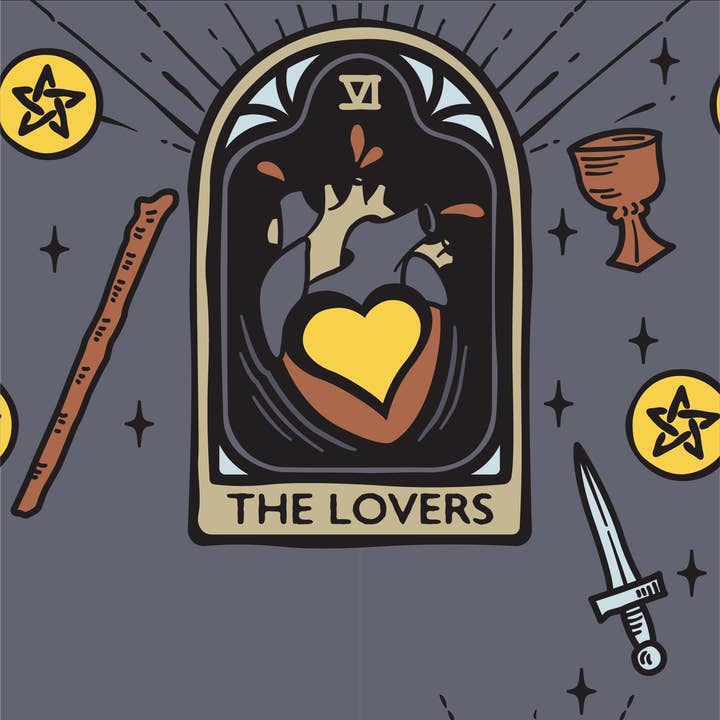 THE LOVERS TAROT NOUVEAU CREW SOCKS BY FOOTCLOTHES - Image 2