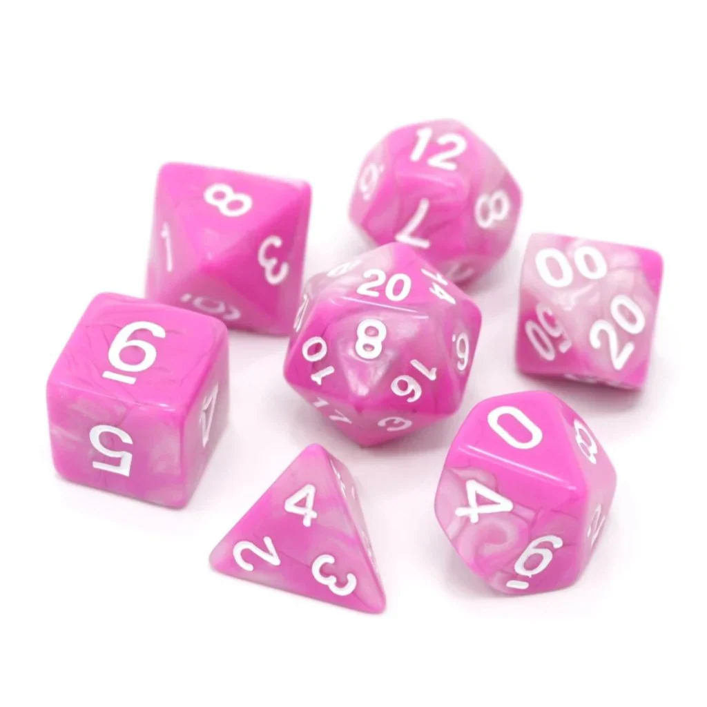 TICKLED PINK 7PC POLY DICE SET