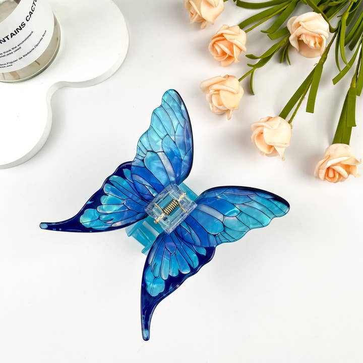 TRANSLUCENT BLUE BUTTERFLY HAIR CLIP