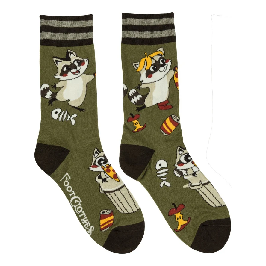 TRASH PANDA PARTY CREW SOCKS BY FOOTCLOTHES