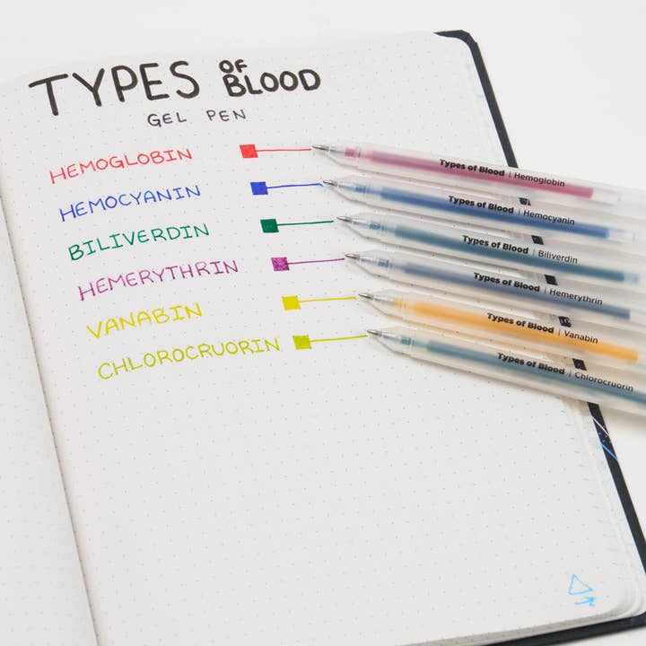 TYPES OF BLOOD NEON GEL PEN SET - Image 2