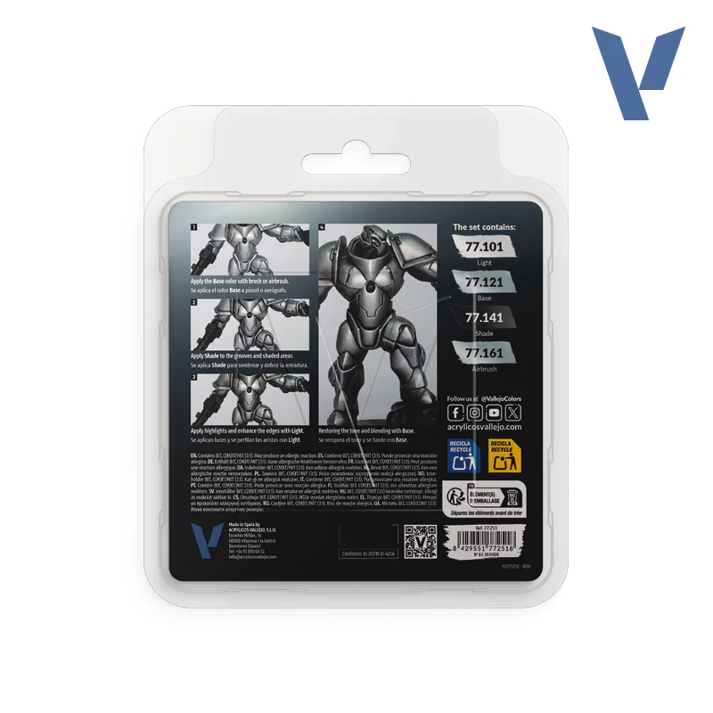 VALLEJO TRUE METALLIC METAL PAINT SET STERLING SILVER (4 COLORS) - Image 2