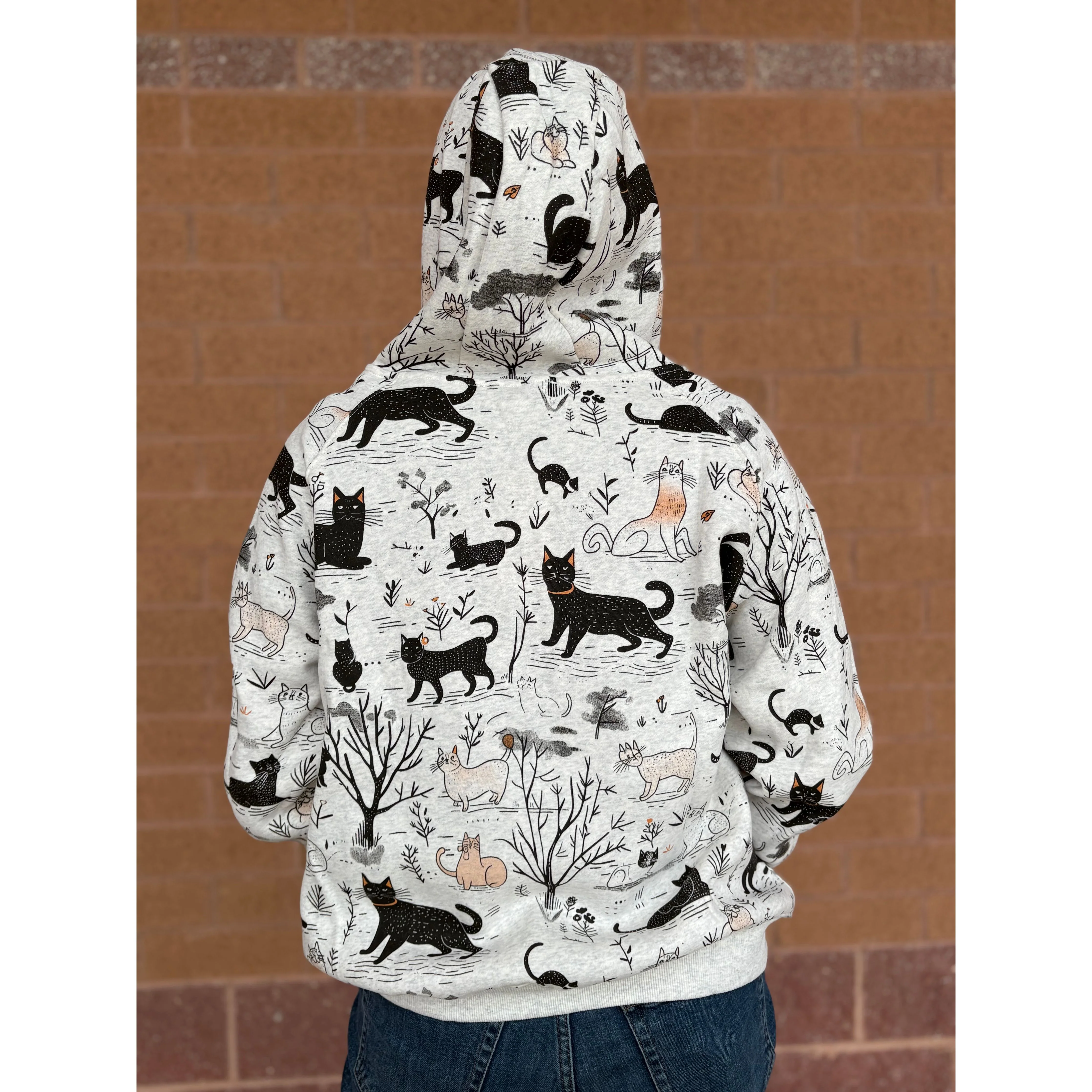 WHIMSICAL CAT FOREST ZIP HOODIE - Image 5