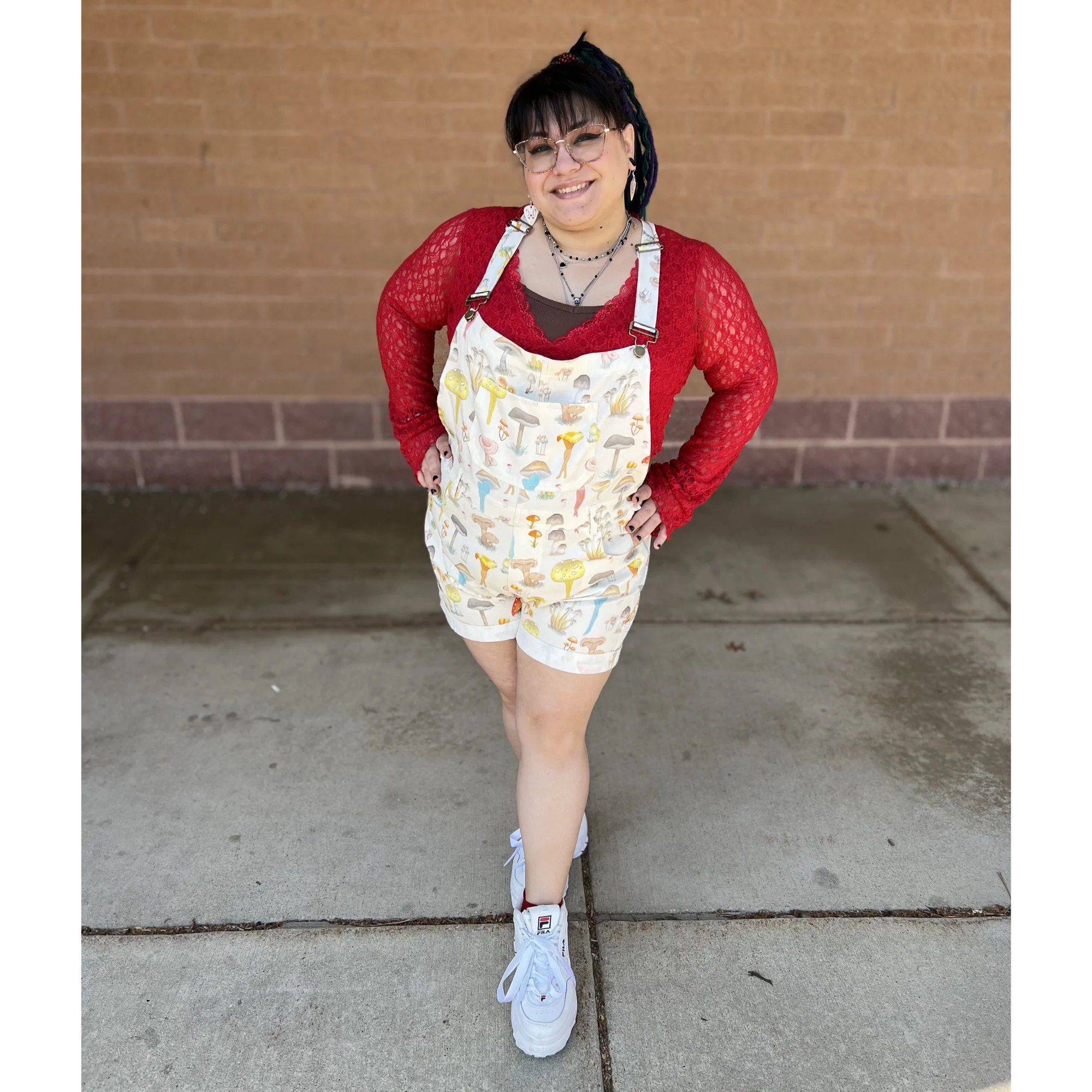 WHIMSICAL MUSHROOM SHORTALLS