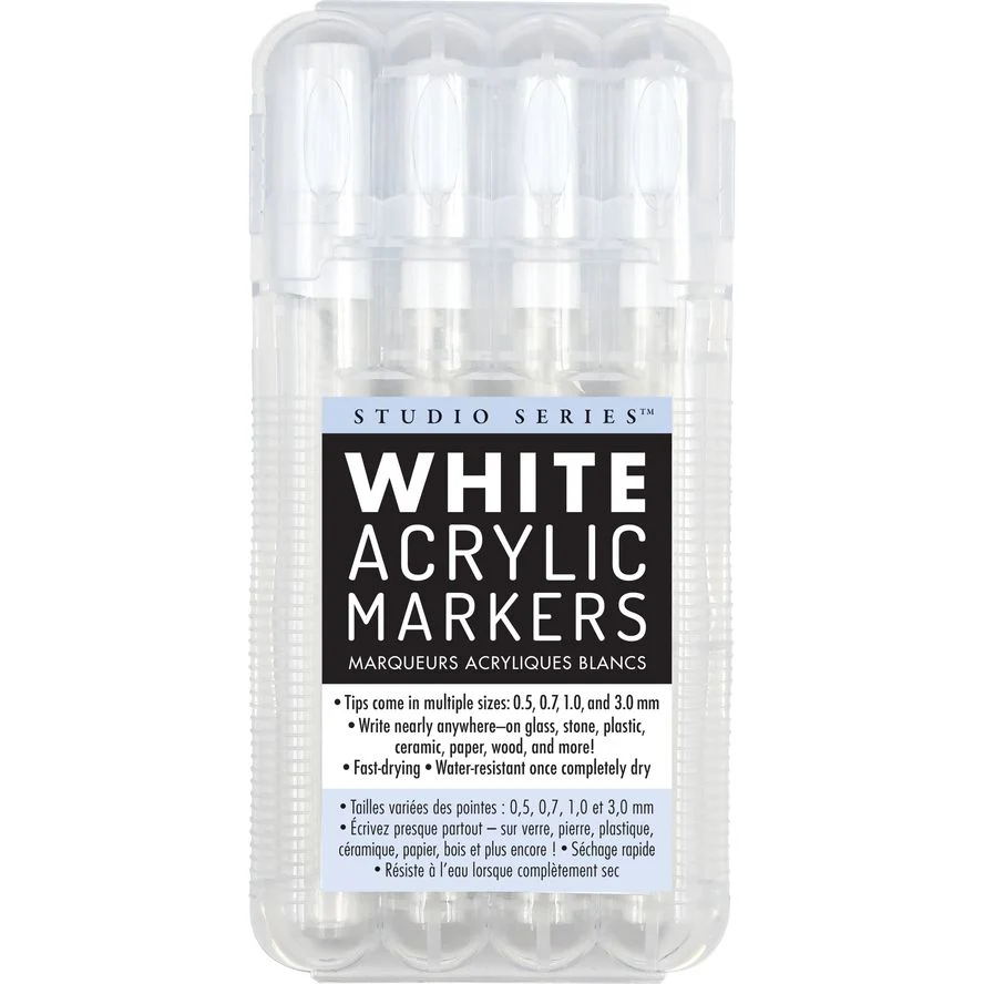 WHITE ACRYLIC MARKER SET
