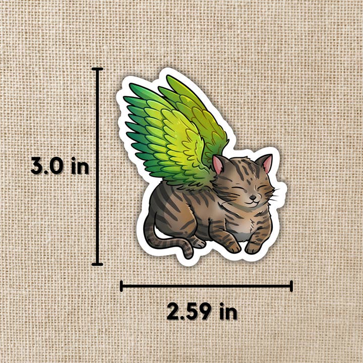 WINGED TABBY CAT STICKER - Image 2
