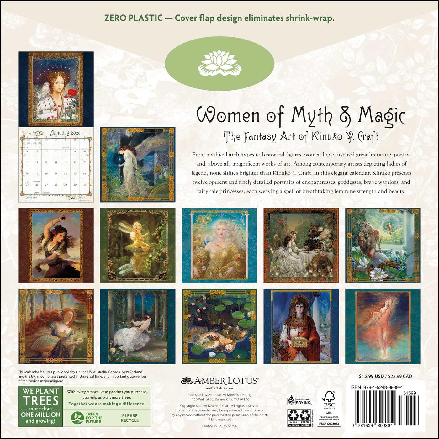 WOMEN OF MYTH AND MAGIC BY KINUKO Y. CRAFT 2026 WALL CALENDAR - Image 2