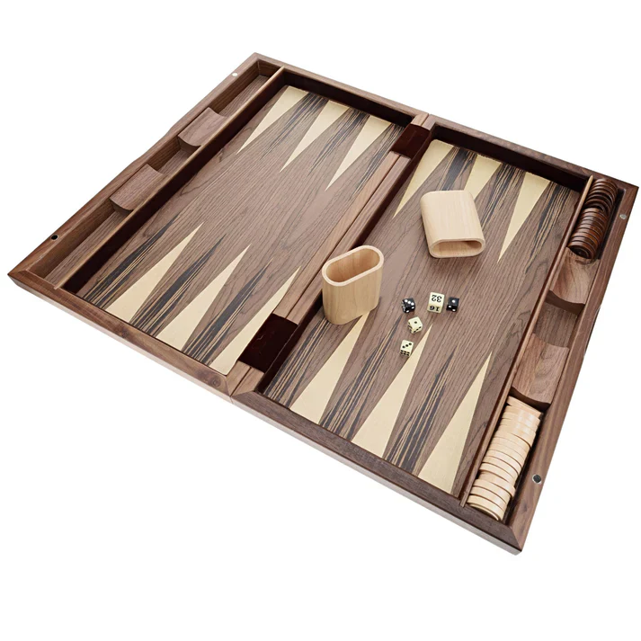 WOOD INLAY BACKGAMMON SET IN BEECHWOOD