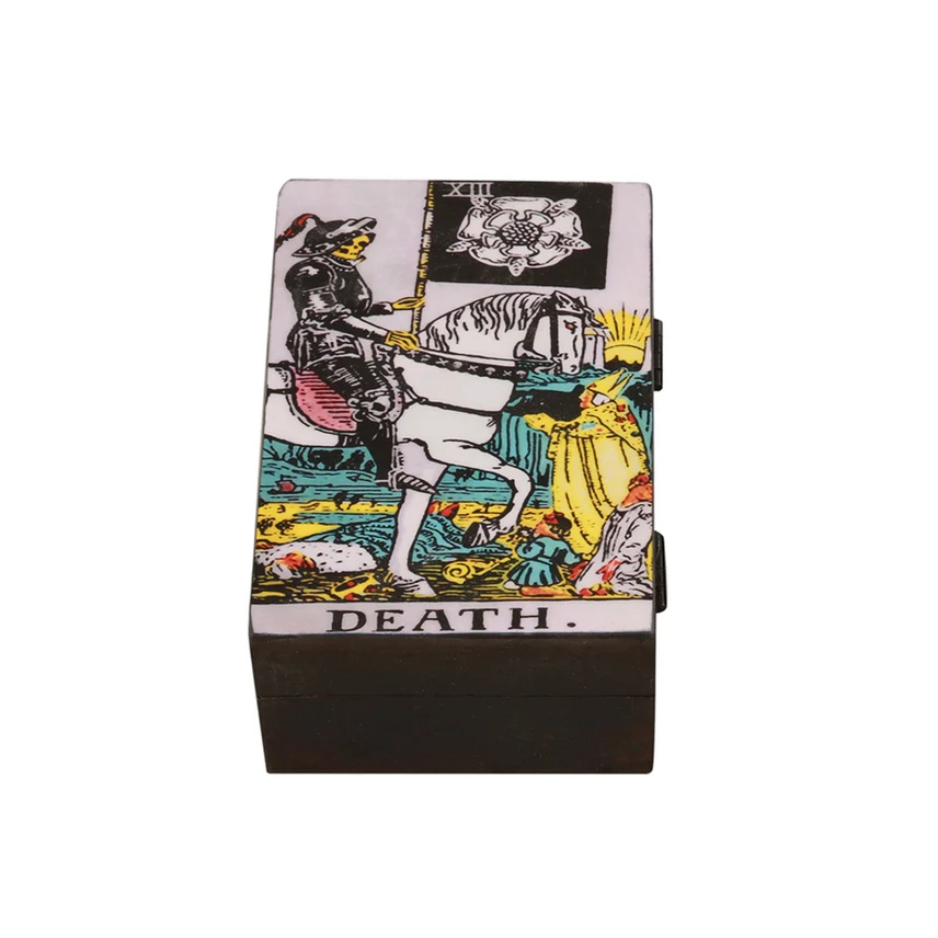 WOODEN DEATH TAROT CARD BOX