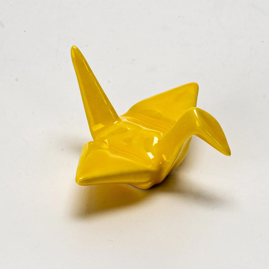 YELLOW ORIGAMI CRANE PORCELAIN CHOPSTICK REST - Image 3